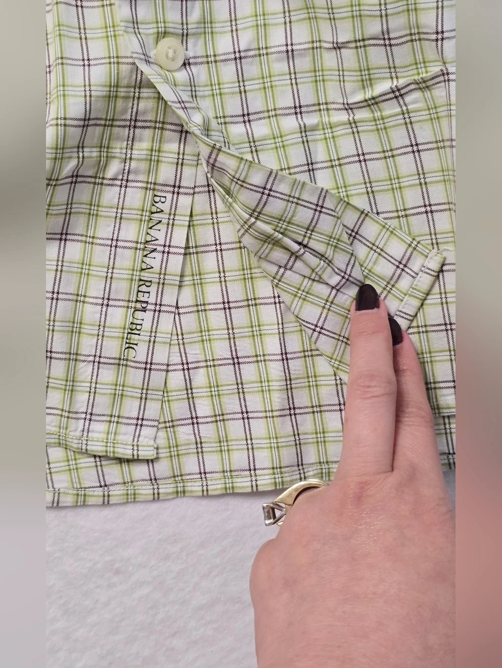 Banana Republic Light Green Plaid Dress Shirt